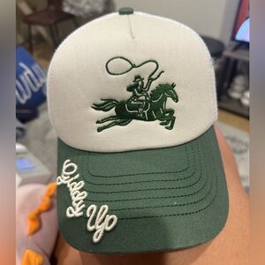 Green and White Embroidered Cowgirl Hat from Free People